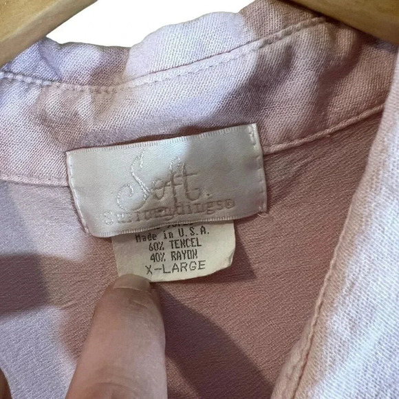 Soft Surroundings Light Pink Button Up Shirt XL Long Sleeves Career Office Work - Picture 7 of 7